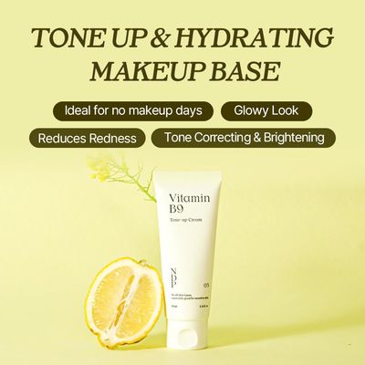 NATURAL DERMA PROJECT Makeup Primer Vitamin B9 Cream for Glowy (65ml / 1.69 Fl Oz) Korean Skincare, Tone Up, Glass Skin, Flawless Finish, Dewy Radiance, Niacinamide, NDP