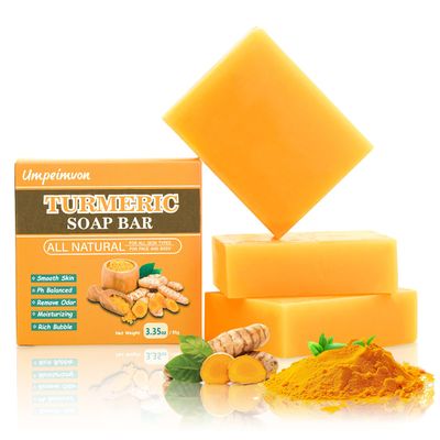 Umpeimvon 3 Pack Turmeric Soap Bar for Face &amp; Body Cleanser, Organic Turmeric Soap, Smooth Skin and Moisturizing, All Natural Tumeric Soap, Handmade Turmeric Face Soap Ginger Soap, 3.53oz  3