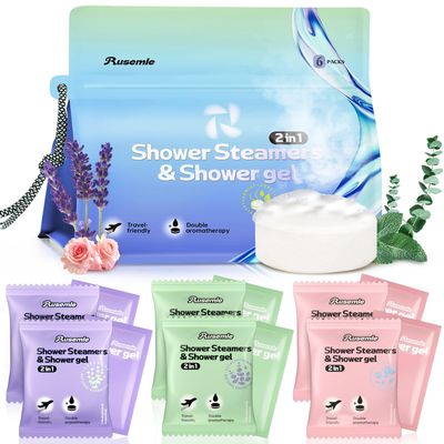 Shower Steamers Aromatherapy 6 Pack - Birthday Gifts for Women, 2-in-1 Shower Steamers and Body Wash, Stress Relief and SPA Gifts for Women Mom, Valentines Day Gifts for Her, Him, Mom, Wife