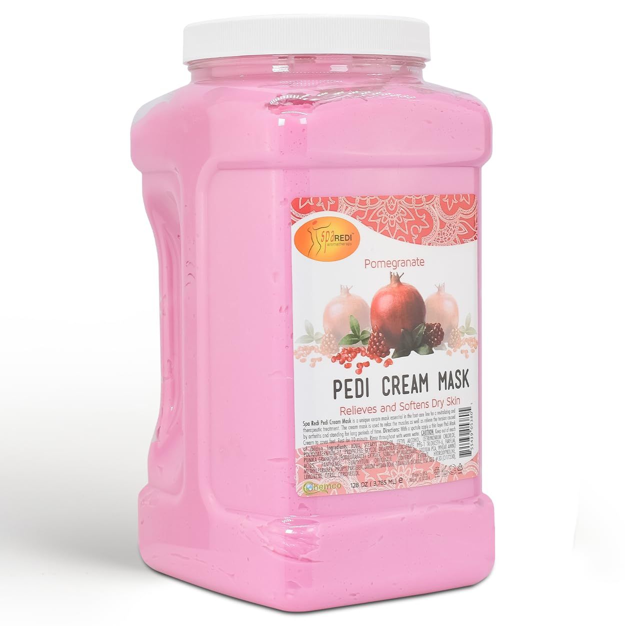 SPA REDI - Body and Foot Cream Mask, Pomegranate, 128 Oz - Pedicure Massage for Tired Feet and Body, Hydrating, Fresh Skin - Infused with Hyaluronic Acid, Amino Acids, Panthenol, Comfrey Extract