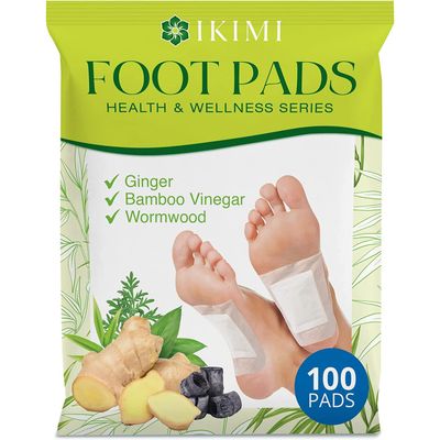 IKIMI 100 Ginger Foot Pads: Natural Herbal Body Stress Relief and Fatigue Remove Foot Patches - Wormwood and Bamboo Vinegar Premium Foot Care for Better Sleep, Green