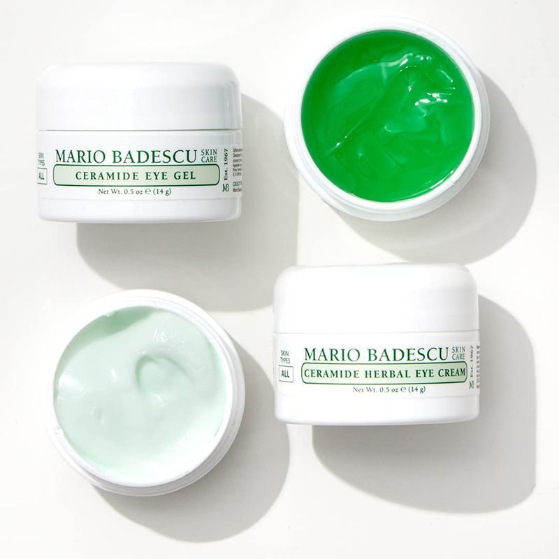 Mario Badescu Ceramide Eye Gel for All Skin Types | Oil Free Eye Gel that Tightens and Smoothes | Formulated with Ceramides &amp; Glycerin, 0.5 Ounce