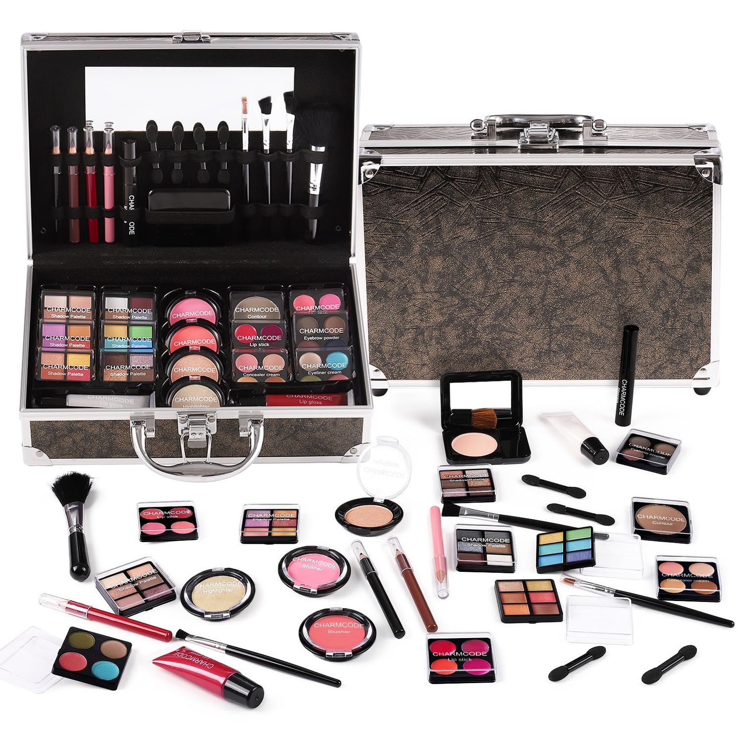 Makeup Kit for Teen Girls &amp; Women Full Kit, Beauty Train Case with Starter Cosmetics Set, Make Up Valentine&#39;s Day Gift Box with Eyeshadow,Lipgloss,Highlight,Blush,Lip&amp;Eye Pen,Brush &amp; More(GoldenBrown)