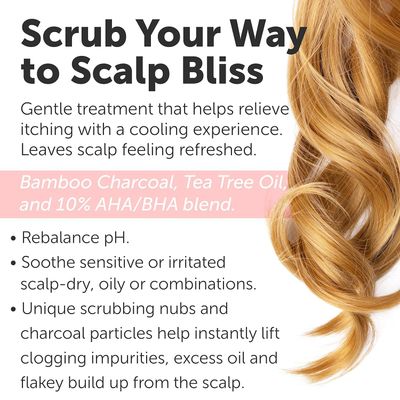 Sulfate-Free Charcoal Scalp Scrub with Bamboo Charcoal &amp; Tea Tree Oil | Exfoliating Hair &amp; Scalp Treatment for Detox, Dandruff &amp; Build-Up | Scalp Exfoliator Scrub ( 16 Fl Oz )
