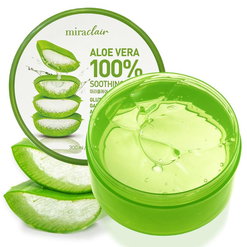MIRACLAIR Aloe Vera Gel for Face, Skin, Hair &amp; Sunburn Relief, 100% Pure Aloe Gel for All Skin Types. Made in Korea. 300ml (10.1fl.oz)
