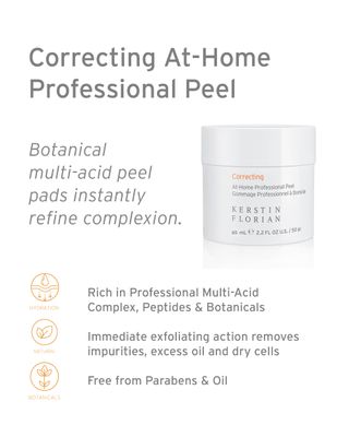 Kerstin Florian Correcting At Home Professional Peel | Glycolic &amp; Lactic Acid Exfoliating Pore Pads (50 individual pads)