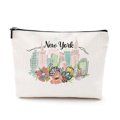 New York Gifts Watercolor New York Makeup Bag Cosmetic Bag New York Souvenirs Funny New York Travel Gifts Birthday Bachelorette Party Friendship Gifts for New York Lovers Women Girls Friend Christmas