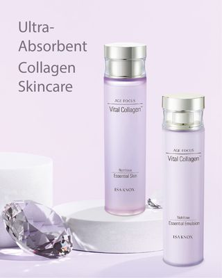 ISA KNOX AGE FOCUS VITAL COLLAGEN SKINCARE GIFT SET (370ml / 12.51 Fl Oz) - Korean Luxury Premium High-end Skin Toner, Emulsion Lotion, Cream by LG BEAUTY. Hydrolyzed Collagen, Vitamin B12, E, C.