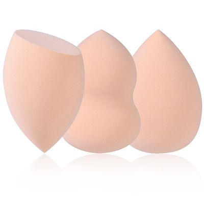 TCPENG Makeup Sponge for Blending Liquid Foundation, Cream &amp; Powder - Easy to Clean, Super Soft &amp; Non Latex Beauty Blender Concealer Applicator (3 Pack Natural Color)