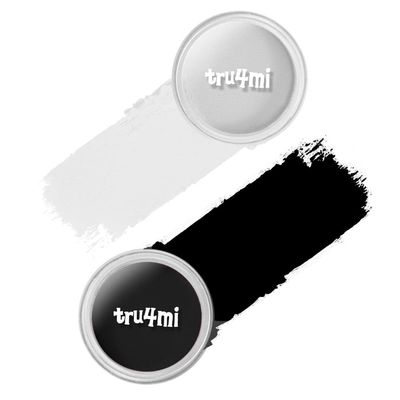 tru4mi -Water Activated Eyeliner Black &amp; White YinYang 2 in 1 -Wet Liner Makeup - Smudge Proof Face Body Paint - Great for Cosplay, Holiday, Party - Skin Safe &amp; Child Friendly -10g/container