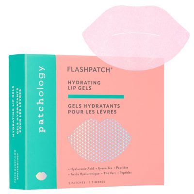 Patchology FlashPatch Hydrating Lip Mask Gels with Hyaluronic Acid, Green Tea and Peptides for Ultra Hydration &amp; Repair - Best Dry Lip Treatment &amp; Moisturizer for Dry Lips - Day &amp; Night Use (5 Count)