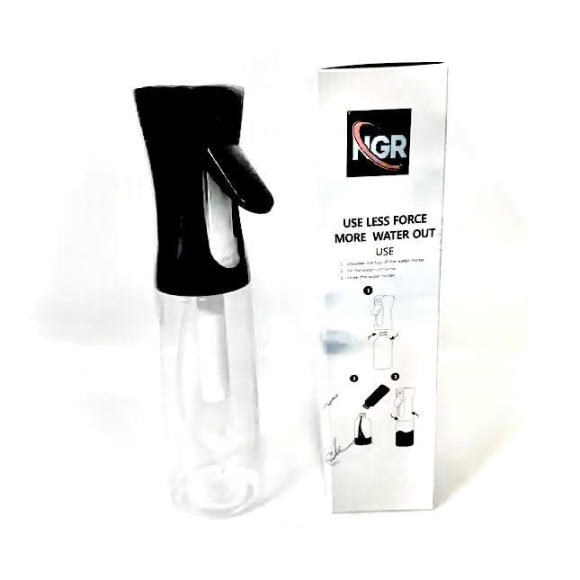 NGR Spray Bottle for Hair (10.1 oz/300ml) Ultra Fine Mist Sprayer- for Salons, Cleaning, Hairstyling, Plants, Misting, Skin Care and Essential Oil &amp; More (BLACK)