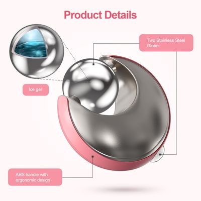 Vcycal Ice Globes for Face, Stainless Steel Facial Ice Roller for Eyes and Neck, Durable Cryo Sticks for Face, Skin Care MassageTool for Daily Beauty Pink