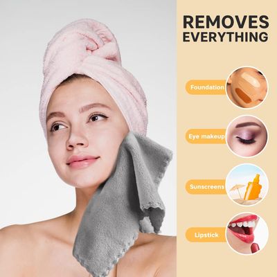 SUNLAND Microfiber Face Cloth Reusable Makeup Remover Facial Cleansing Towel Ultra Soft Face Washcloth 12inchx12inch 12 Pack Grey