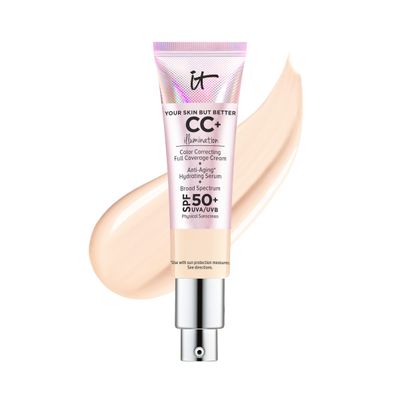 IT Cosmetics Your Skin But Better CC+ Cream Illumination - Color Correcting Cream, Full-Coverage Foundation, Hydrating Serum &amp; SPF 50+ Sunscreen Radiant Finish 1.08 fl oz