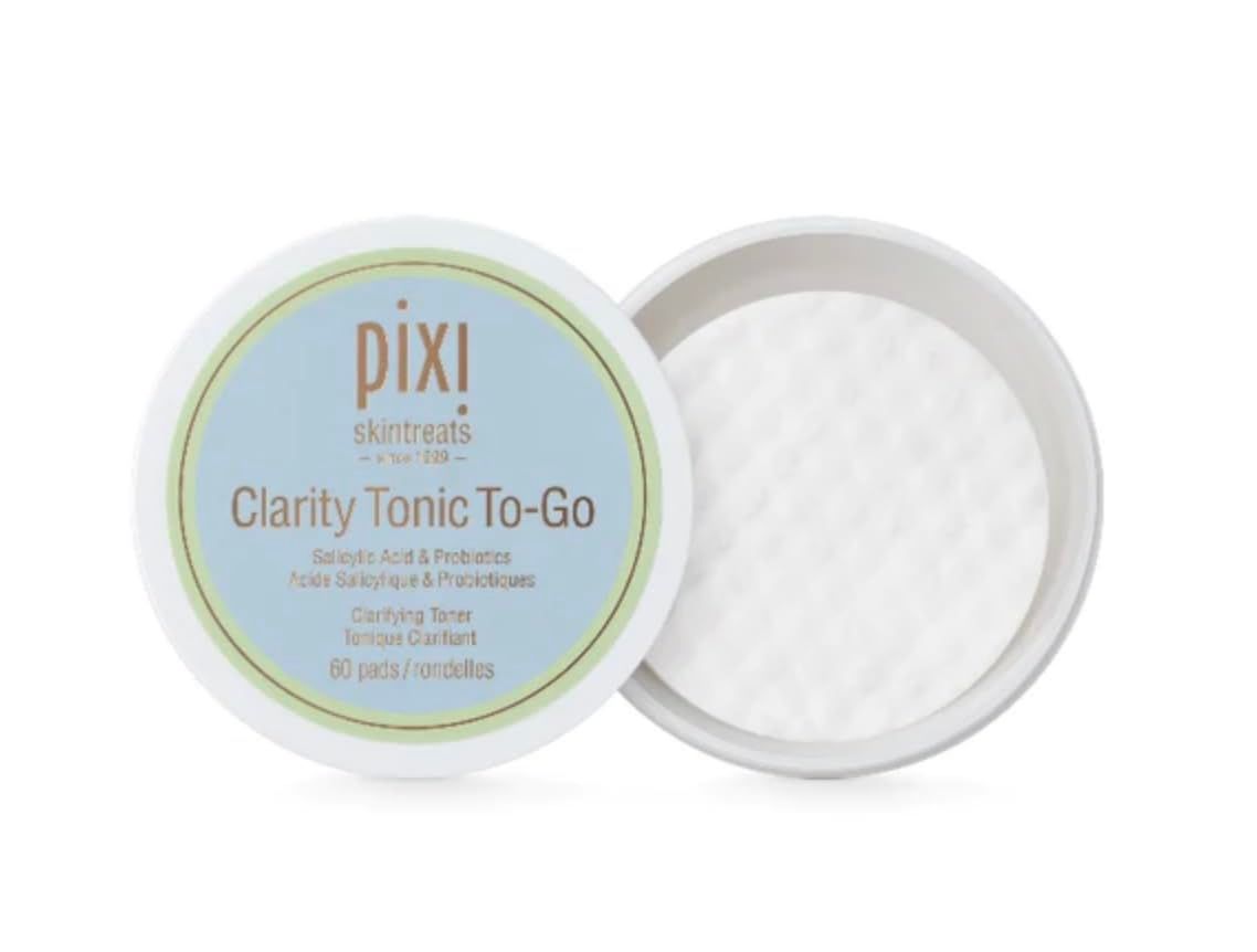 Pixi Clarity Tonic to-Go, Exfoliating &amp; Clarifying g Pads, Infused with Salicylic Acid for Clearer Skin, Alcohol-Free Daily Purifying Toner Pads On The Go, 60 Pads