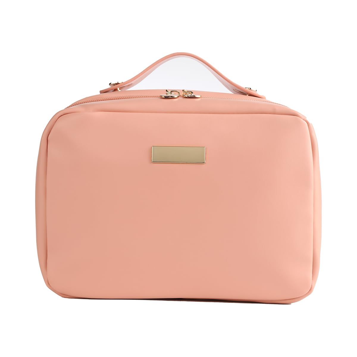 OLBUPS Portable Large Capacity Cosmetic Bag, Skincare Products, Makeup Brush Storage Bag, Double Layer Makeup Bag (Pink)