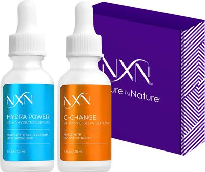 NxN Vitamin C &amp; Hyaluronic Acid Serum Set, Clinically Proven to Brighten Skin, Reduce Dark Spots, Improve Hyper Pigmentation Age Spots, Reduce Fine Lines &amp; Wrinkles - 1fl oz Face Kit