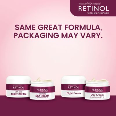 Retinol Anti-Aging, Vitamin Enriched Night Cream &amp; Day Cream - Your 24 HOUR skincare duo that works day and night to give you younger-looking skin, 1 Ounce Each