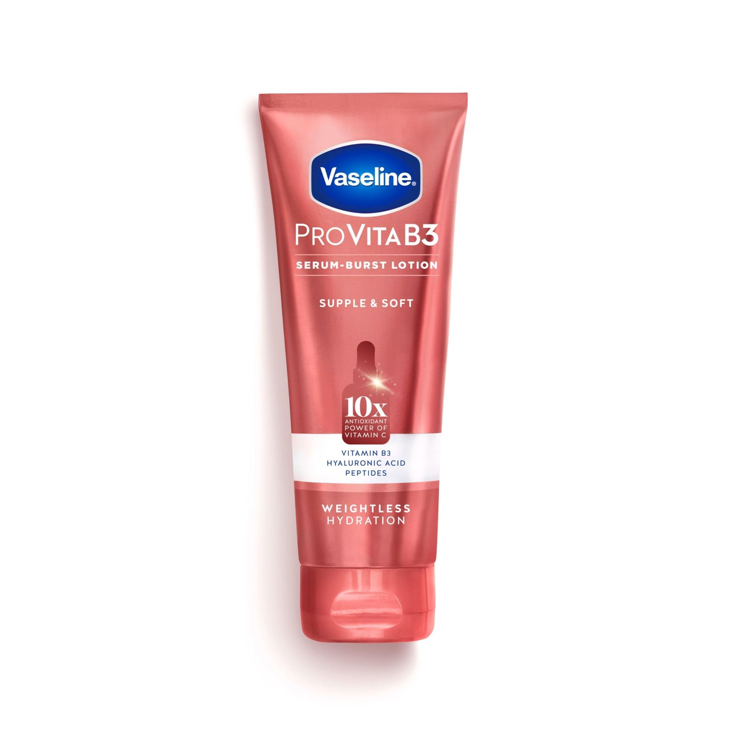 Vaseline Pro VitaB3 Serum Burst Lotion Supple &amp; Soft Healthy, Hydrated Skin, Lightweight 10x Antioxidant Power of Vitamin C with Vitamin B3, Hyaluronic Acid &amp; Peptides, 7.5 fl oz