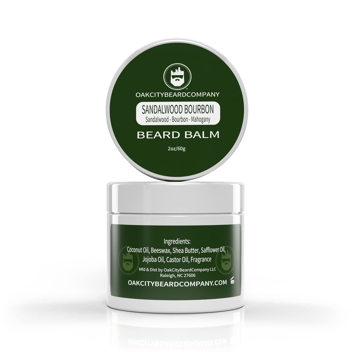 Oak City Beard Company - Sandalwood Bourbon - 2 Ounce - Beard Balm - Sandalwood - Bourbon - Mahogany - Beard Conditioner