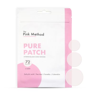 The Pink Method - Pure Patch Hydrocolloid Pimple patches with Salicylic Acid | Tea Tree | Centella | Calendula | Acne Patch Zit Stickers Blemish Spot cover | 3 Sizes| 72 Count