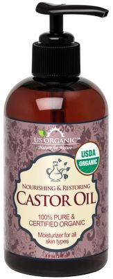 US Organic Castor Oil, USDA Certified Organic,Expeller Pressed, Hexane Free, 100% Pure &amp; Natural moisturizing and emollient properties, For Skin, Hair Care, Eyelashes, DIY projects (8 oz (240 ml))