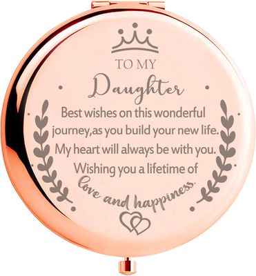 Soulpetals Daughter Wedding Gifts from Dad Mom Gifts for Daughter on Wedding Day Travel Makeup Mirror Wedding Gifts for Bride Daughter Gifts Compact Mirror