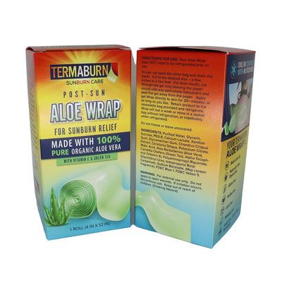 TermaBurn Aloe Wrap for Sunburn Relief - Hydro-Gel Aftersun Treatment with 100% Pure Aloe Vera Gel | Second Skin Aloe Gel for Burns and Peeling Irritation | Great for Tattoo Aftercare and Sun Care