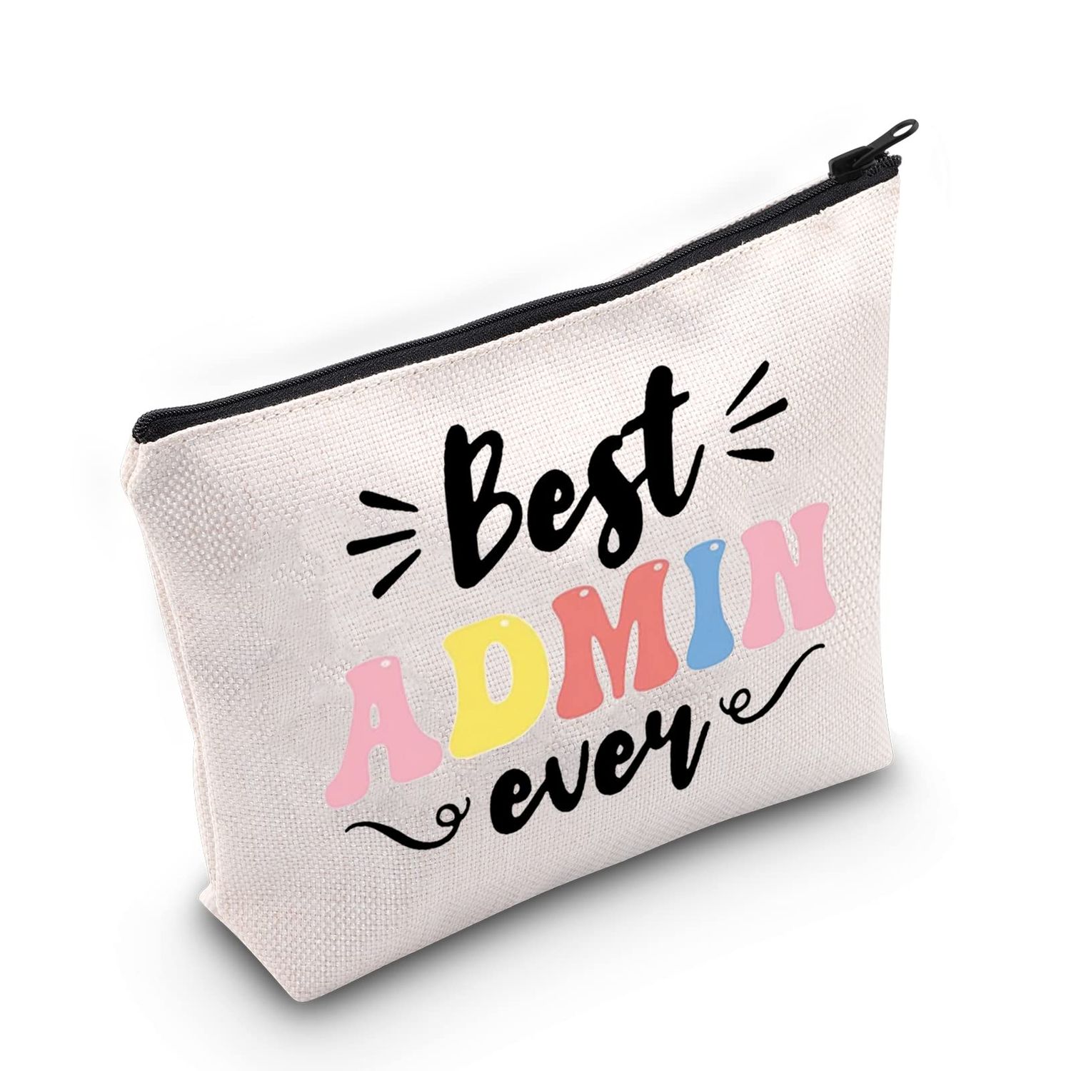 WZMPA Administrative Assistant Cosmetic Makeup Bag Secretary Gift Best Admin Ever Makeup Zipper Pouch Bag For Women Girls (Best Admin Ever)