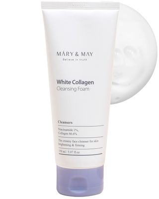 Mary&amp;May White Collagen Cleansing Foam - Deep Cleansing, Hydrating Formula for Firm and Radiant Skin with Niacinamide - Korean Skincare, EWG Green Grade, Hypoallergenic, 5.07 fl.oz.