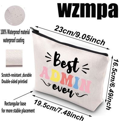 WZMPA Administrative Assistant Cosmetic Makeup Bag Secretary Gift Best Admin Ever Makeup Zipper Pouch Bag For Women Girls (Best Admin Ever)