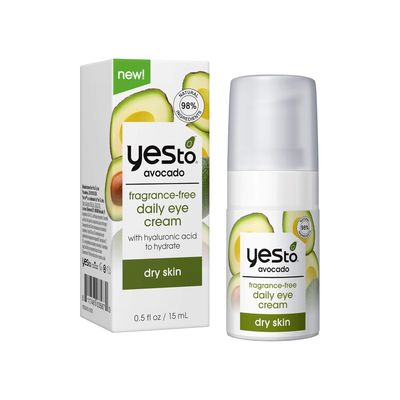 Yes To Avocado Fragrance Free Daily Eye Cream, Nourishing Eye Treatment To Hydrate Under Eye Skin & Smooth Fine Lines, With Hyaluronic Acid & Omega 3-Fatty Acids, Natural & Cruelty Free, 0.5 Fl Oz