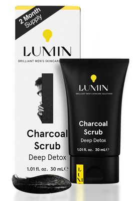Lumin - Charcoal Scrub Deep Detox for Men - Face Cleanser for Men, Pre Shave Scrub, A charcoal face exfoliator that refreshes &amp; rejuvenates the skin, Suitable for all skin types, 30ml, 1-Pack