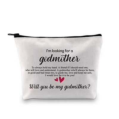 XYANFA Godmother Cosmetic Bag Godmother Ask Gift Will You Be My Godmother Gift Godmother Zipper Pouch (looking for a godmother)