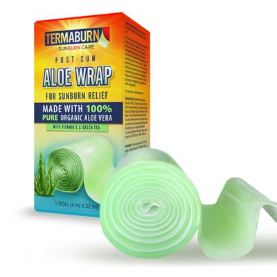 TermaBurn Aloe Wrap for Sunburn Relief - Hydro-Gel Aftersun Treatment with 100% Pure Aloe Vera Gel | Second Skin Aloe Gel for Burns and Peeling Irritation | Great for Tattoo Aftercare and Sun Care