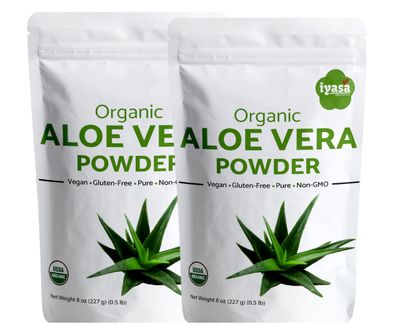Organic Aloe Vera Leaf Powder, Bulk Pack of 16 oz/453 gram, Aloe Barbadensis, Herbal Cosmetics, Natural Hair &amp; Skincare, Moisturizer, Superfood,Resealable Pouch