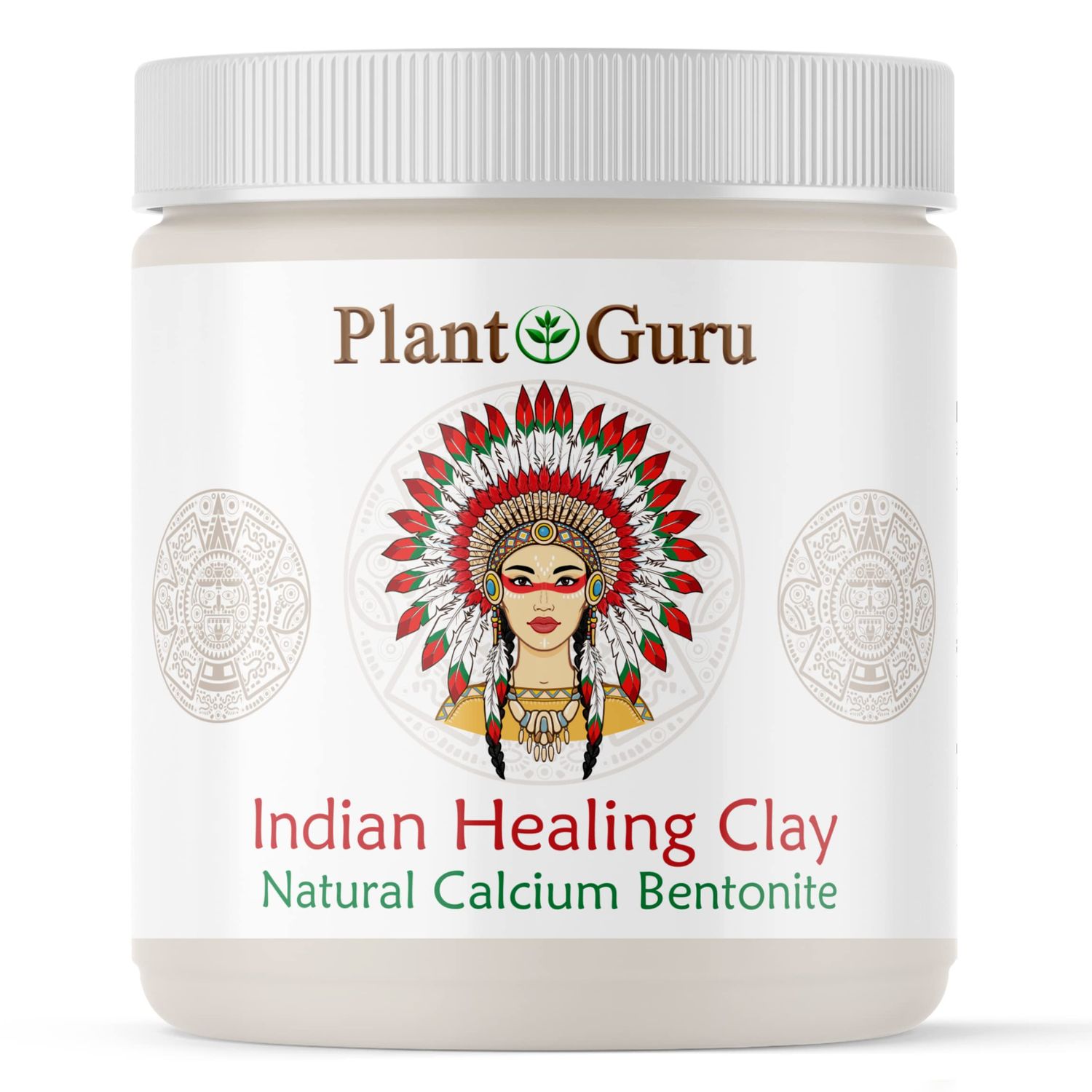 Plant Guru Indian Healing Clay 1 lb. - 100% Natural Calcium Bentonite Clay Powder - Deep Pore Cleansing Facial And Body Mask - Detox Clay for Face, Hair, Acne, and Bath.