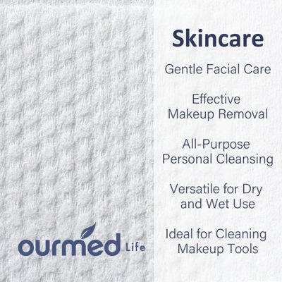 Ourmed Life Face Towels, Disposable Biodegradable Clean Facial Wash Cloth for Sensitive Skin, Lint- free Facial Towels for Cleansing, Skincare and Makeup Remover, Dry Wipes,100 Count