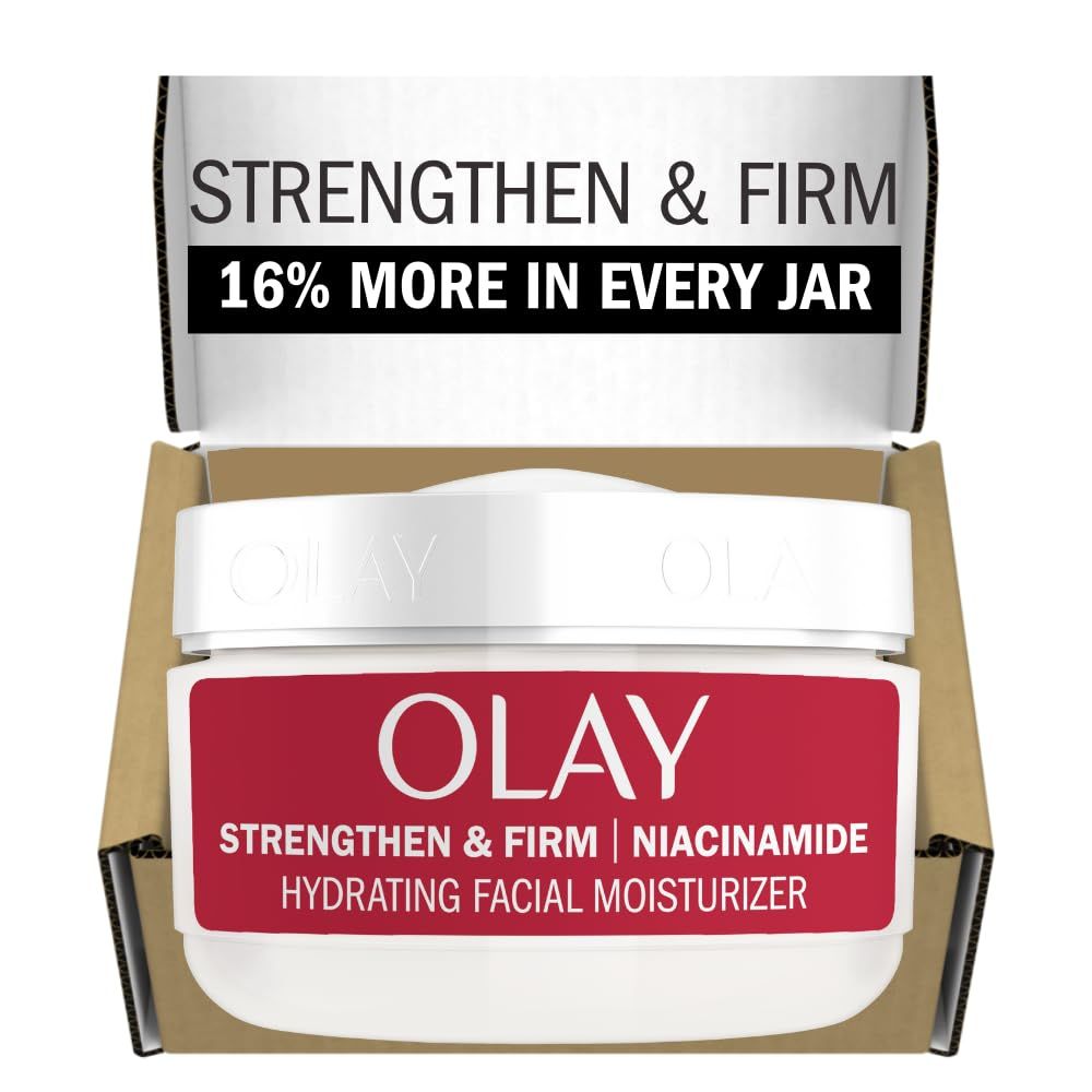 Olay Strong &amp; Firm Niacinamide Face Moisturizer, 2 oz Renewing Face Cream for Hydration and Skin Cell Turnover with 99% Pure Niacinamide, Recyclable Eco Jar Packaging