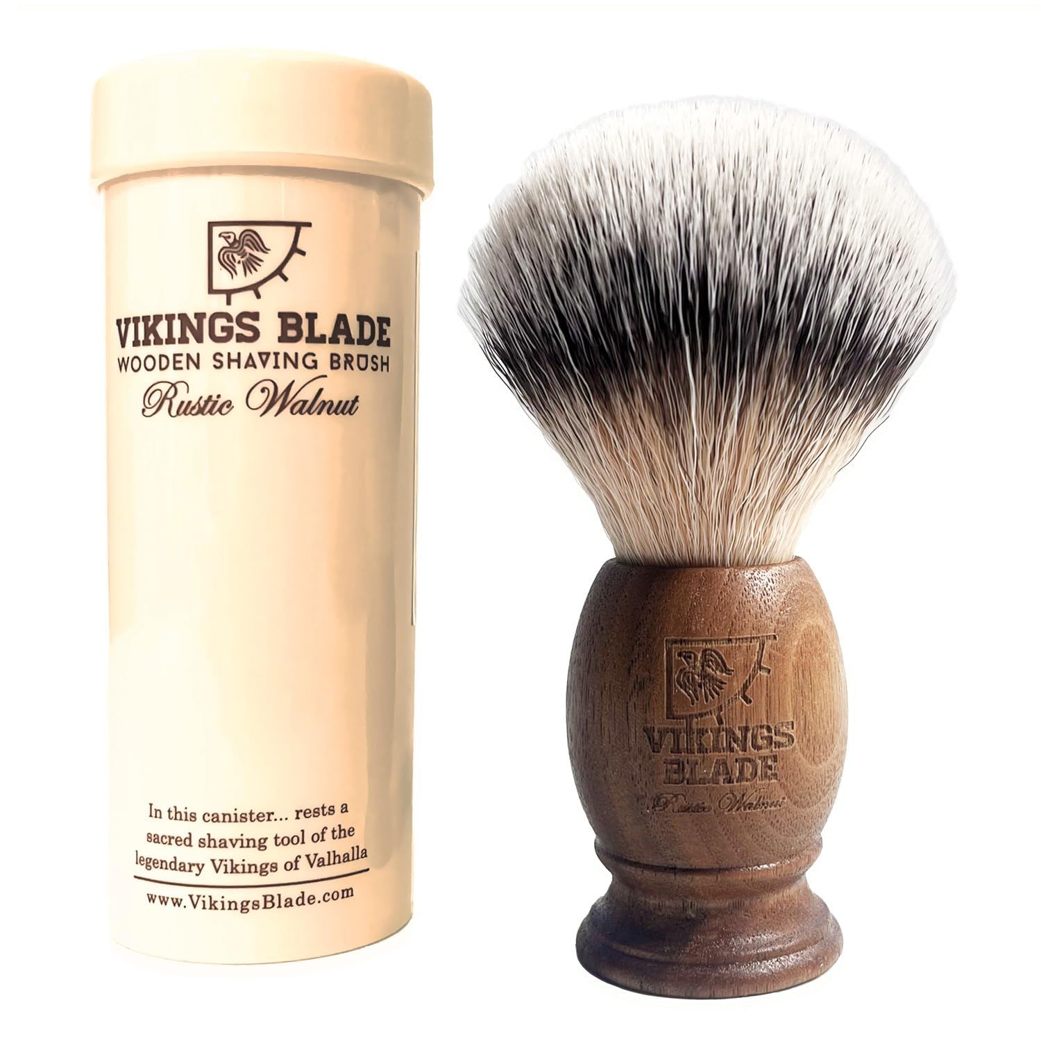 Wooden Shaving Brush for Men by VIKINGS BLADE, Super Strong Knot Backbone, Minimal Shedding, Fast Lather, Extremely Smooth &amp; Plush on Skin (Rustic Walnut)