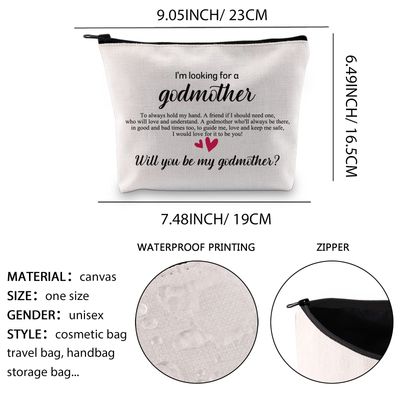 XYANFA Godmother Cosmetic Bag Godmother Ask Gift Will You Be My Godmother Gift Godmother Zipper Pouch (looking for a godmother)