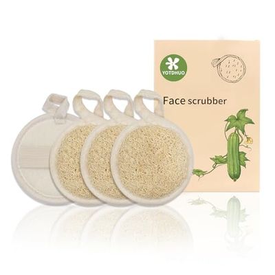 Natural Loofah Face Scrubber (4Pack),Exfoliating Facial Scrub Pads Made from Organic Luffa for Women and Men