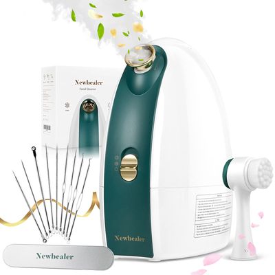 Newbealer Facial Steamer, 3in1 Aromatherapy Face Humidifier, 20 Min Hot &amp; 60 Min Cold Nano Ionic Steam, 180ml Sinuses Moisturizing Cleansing Pores, Bonus 9-Piece Blackhead Remover Kit and Face Brush