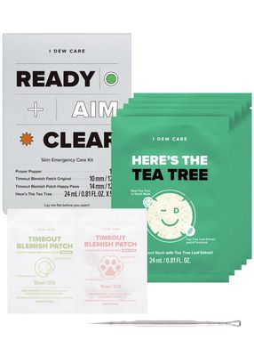 I Dew Care Blemish Skincare Set - Ready Aim Clear | Pimple Popper Tool | with Tea Tree Oil, Blemish Acne Patch, Face Mask, Soothing &amp; Hydrating, Acne Treatment, Oily &amp; Sensitive Skin, Gift