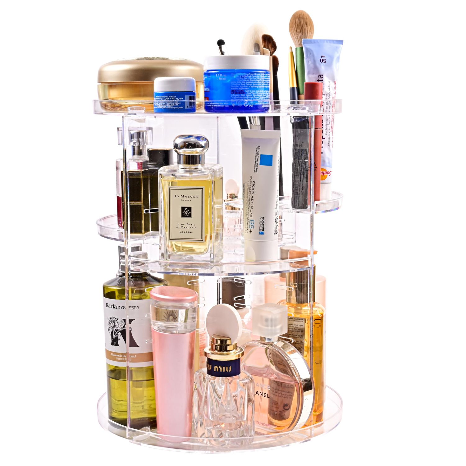 Kingtaily Perfume Organizer Skin Care Organizer with Extra Lipstick Organizer, 360 Rotating and 6 Adjustable Layers, Large Capacity Makeup Holder Clear Makeup Organizer for Cosmetics Lotion Perfume