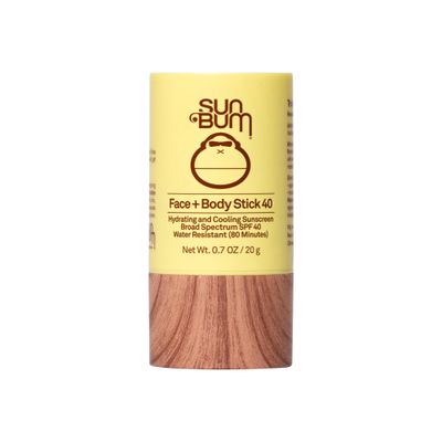 Sun Bum Original SPF 40 Face and Body Sunscreen Stick, Water resistant Braod Spectrum Facial Sunblock, Hawaii 104 Act Compliant (Octinoxate &amp; Oxybenzone Free), Travel Friendly, 0.7 oz