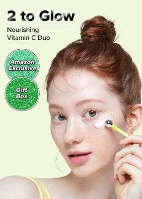 I DEW CARE Korean Vitamin Eye Cream &amp; Lip Oil | Vitamin C Lip Oil, Eye Cream, Brightening, Gift Box Included, Glass Skin Look, Korean Skincare, Valentine Day Gifts, Nourishing, 2 To Glow