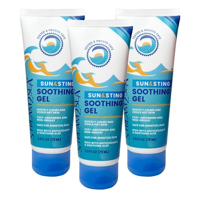 STREAM 2 SEA Sun &amp; Sting Soothing Aloe Gel, Organic Aloe Vera Gel for Face &amp; Body, After Sun Care &amp; Sunburn Relief - Pack of 3
