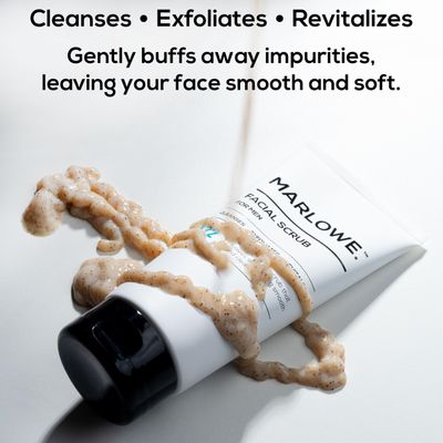 MARLOWE. No. 122 Men's Facial Scrub 6 oz, Light Daily Exfoliating Face Cleanser with Fresh Pine &amp; Agarwood Scent